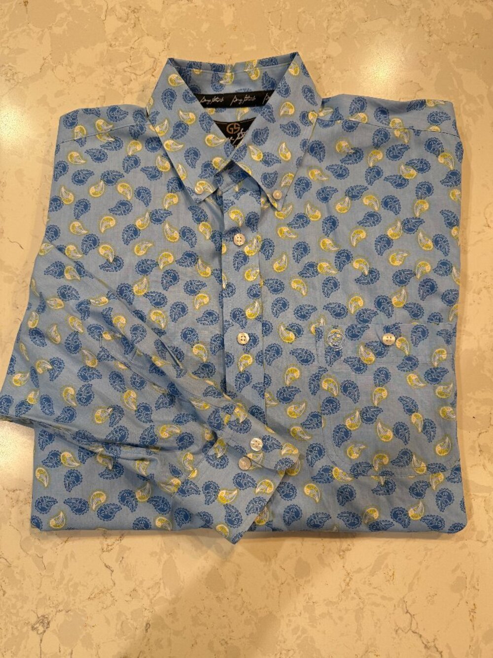 George Strait Wrangler Blue Paisley Print Western Shirt SZ XL